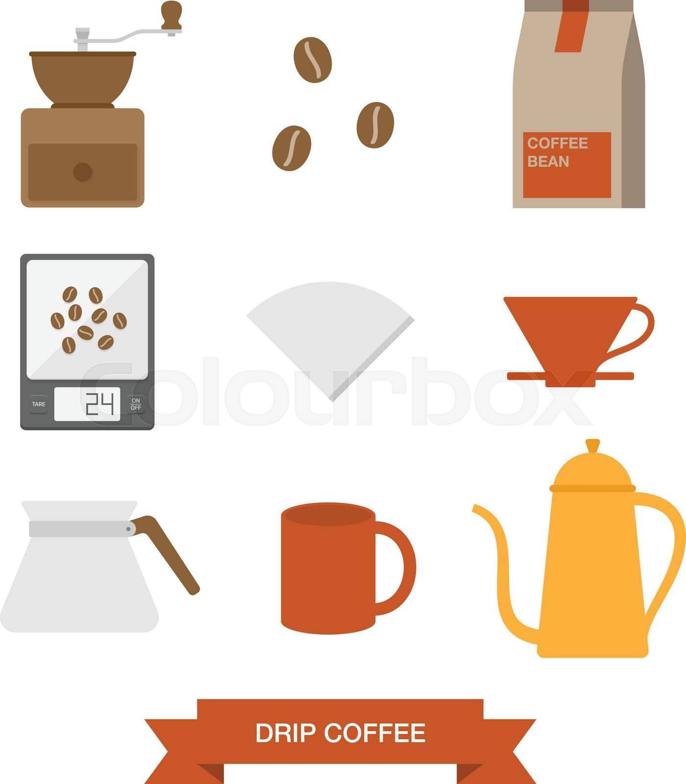 Drip coffee icon set Stock vector Colourbox