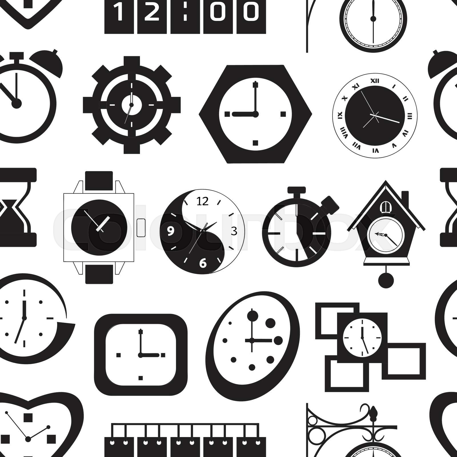 Clocks icons pattern Stock vector Colourbox