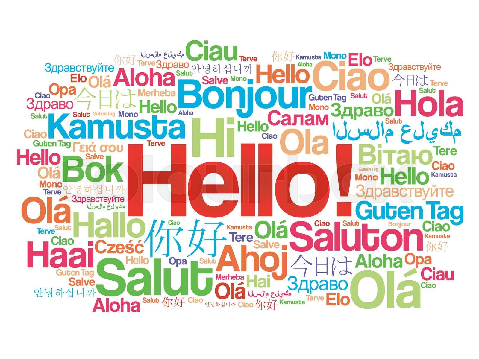 Hello word cloud in different languages | Stock vector | Colourbox