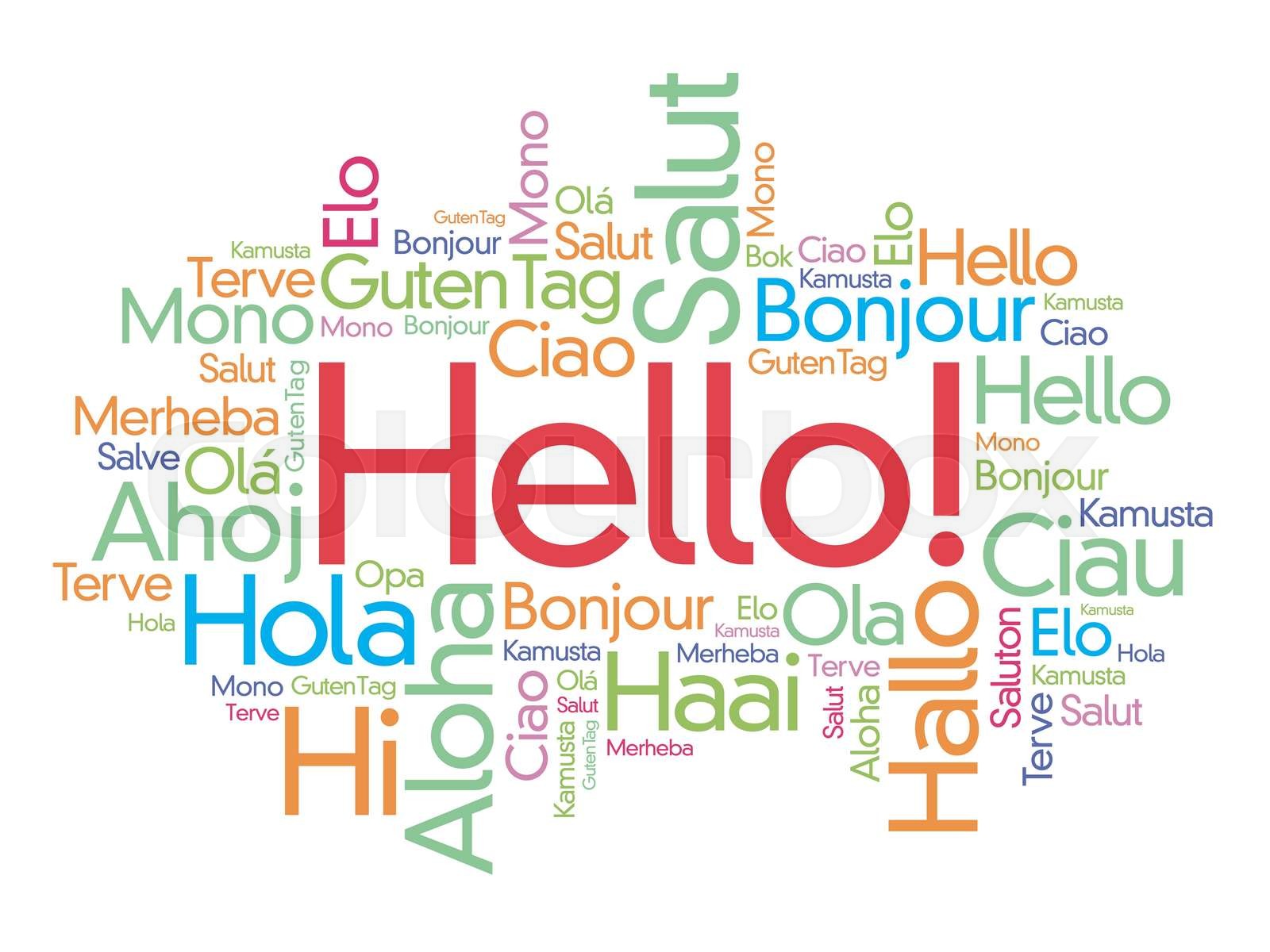 Hello word cloud in different languages Stock vector Colourbox