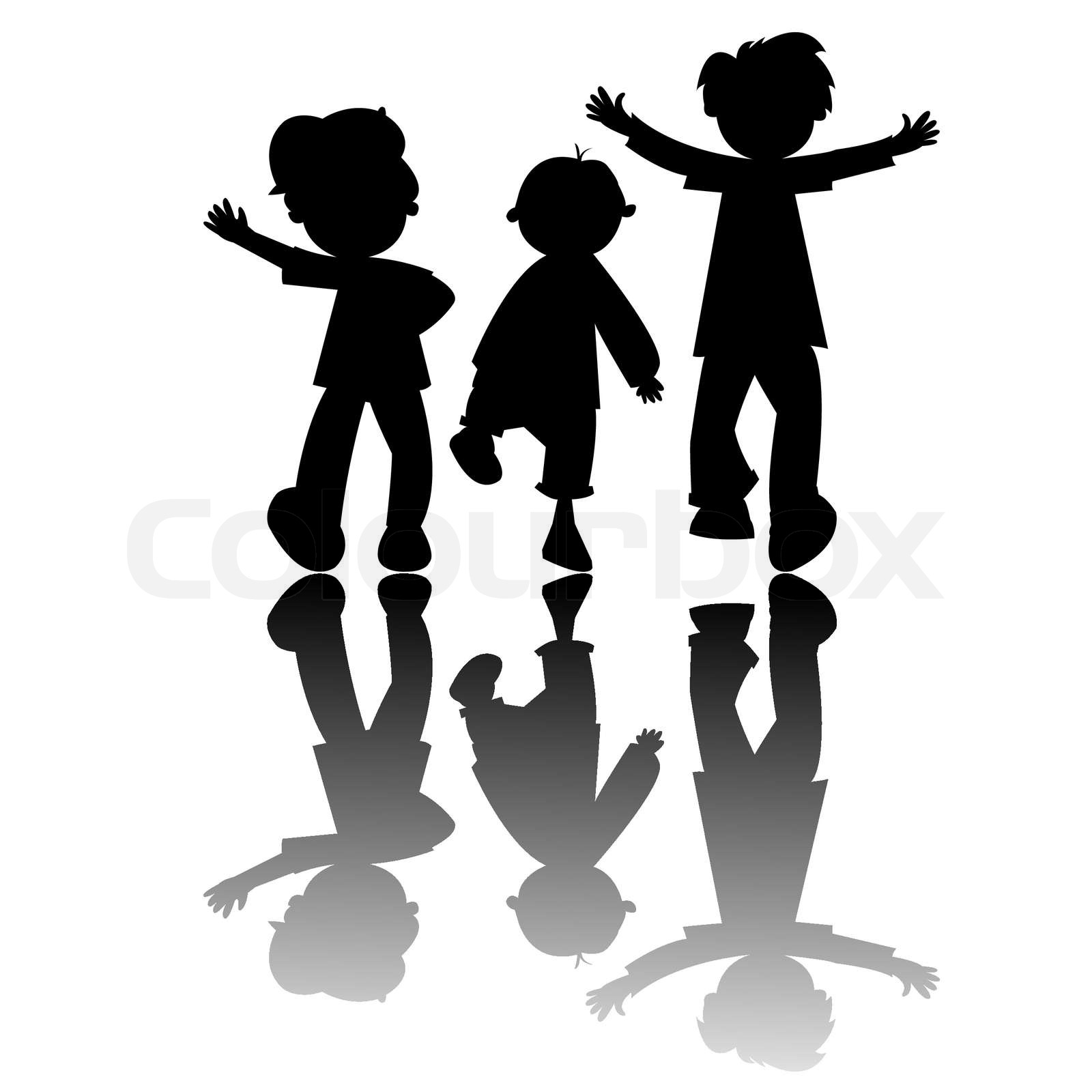 kids silhouettes isolated on white background, vector art illustration ...