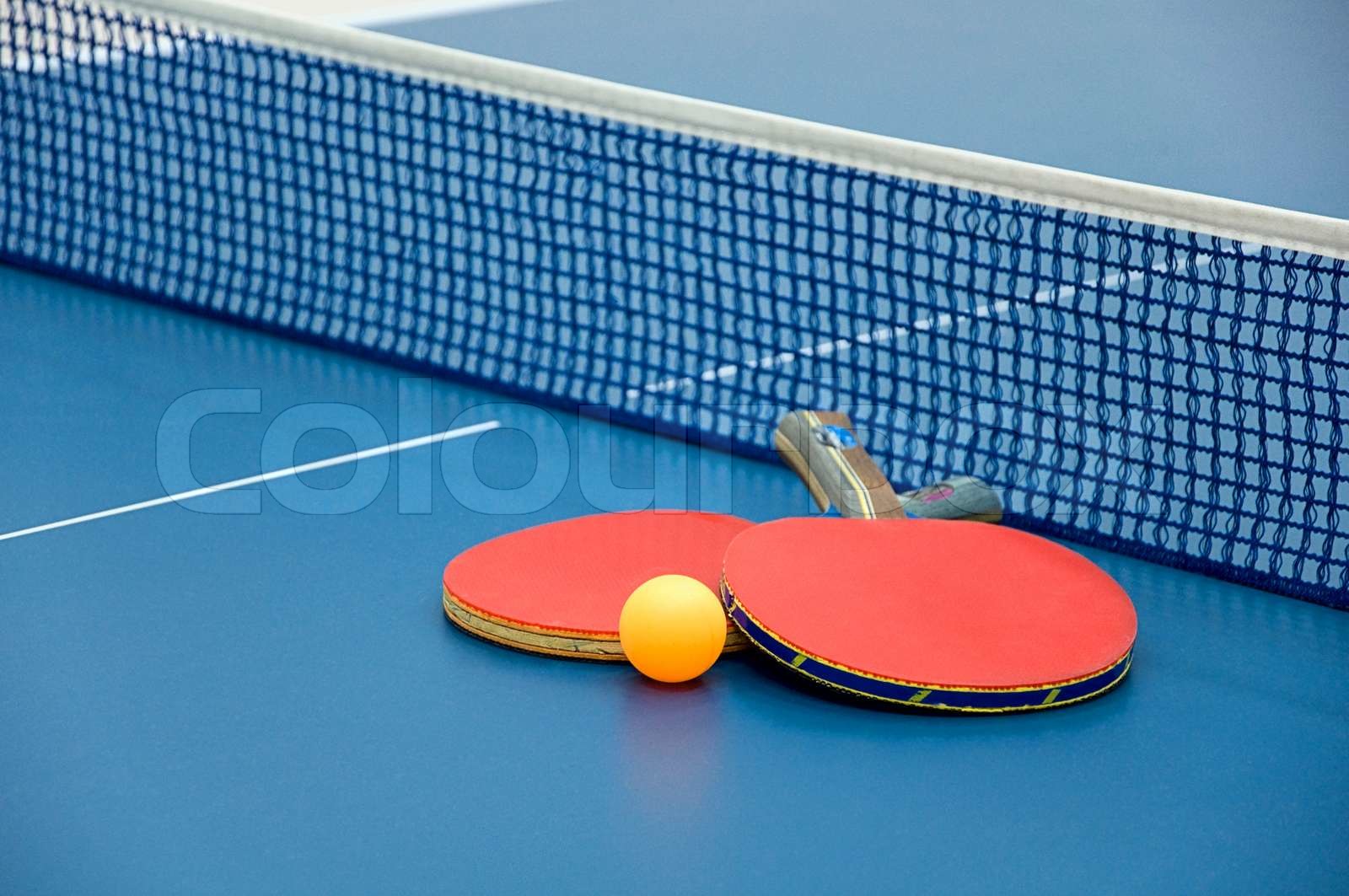 Ping pong paddles and ball Stock image Colourbox