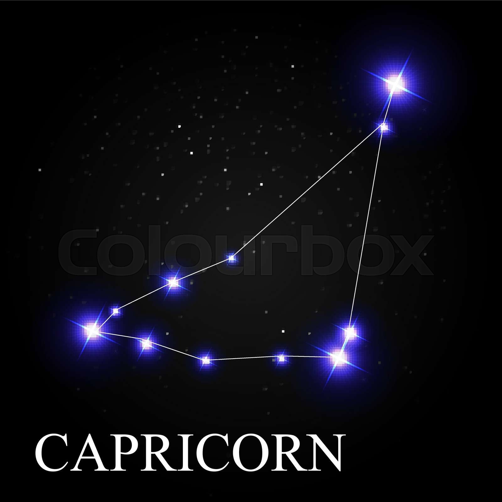 Capricorn Zodiac Sign with Beautiful Bright Stars on the Backgro
