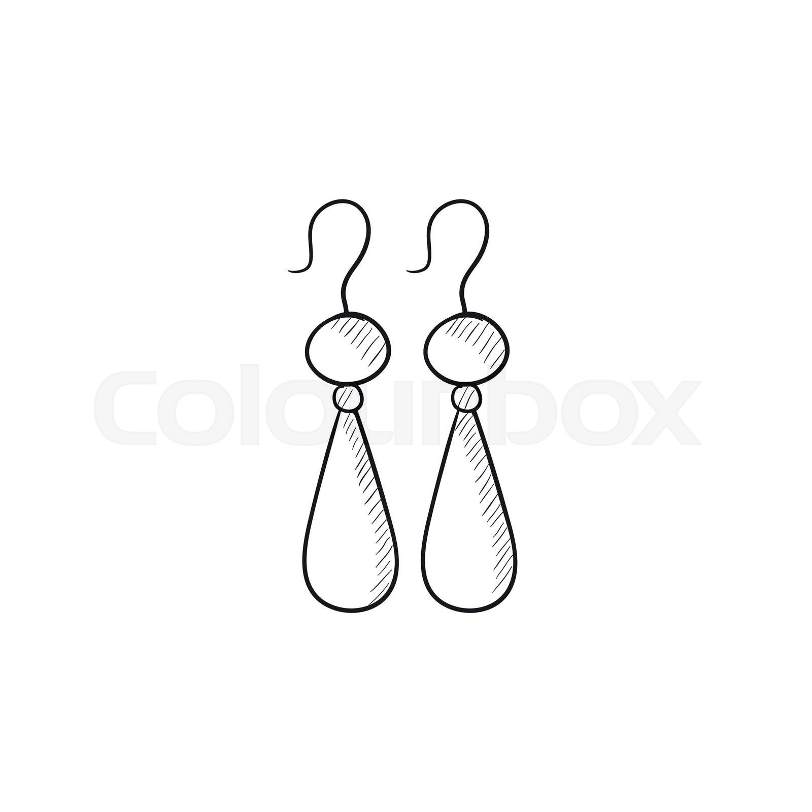 Pair of earrings sketch icon. Stock vector Colourbox