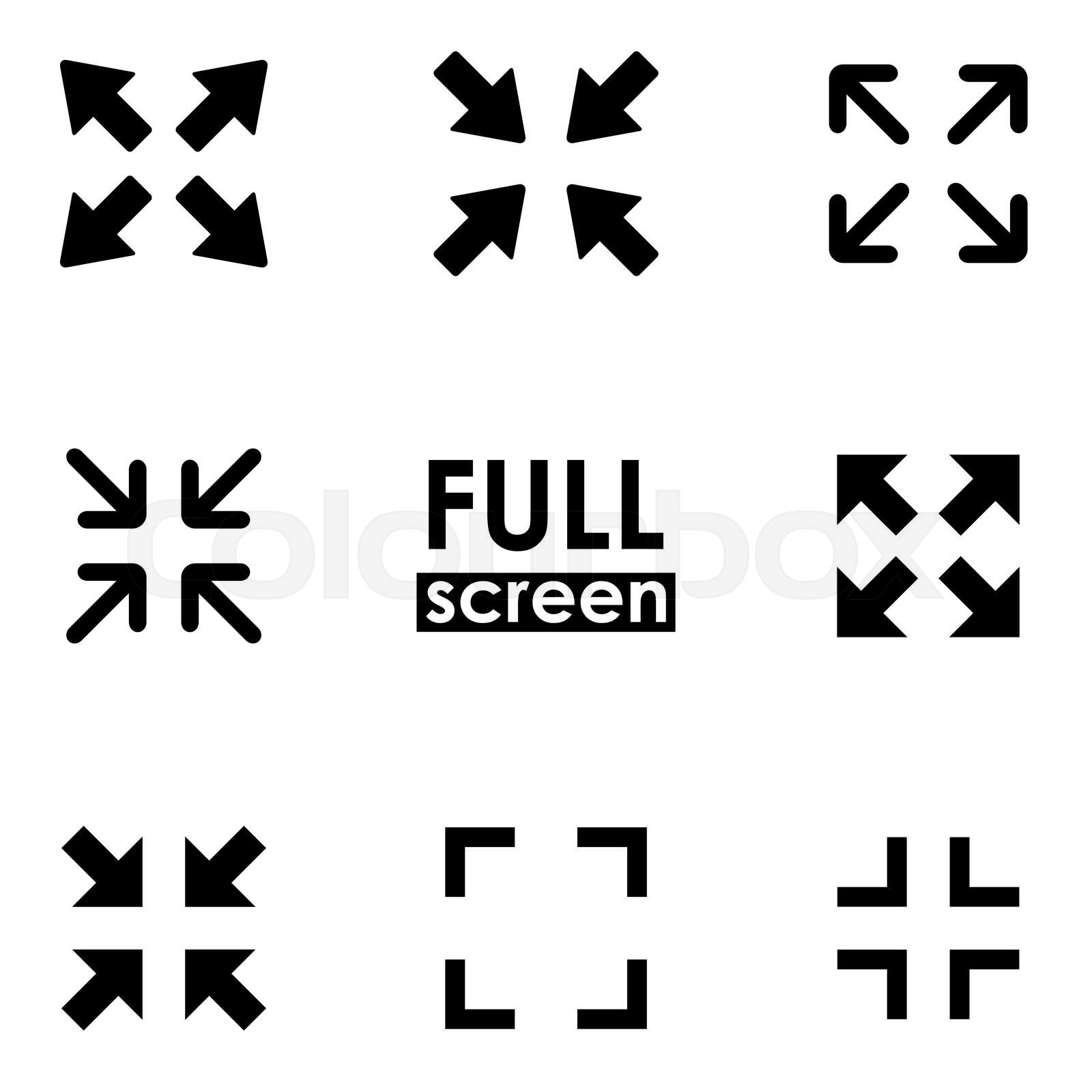 Vector black full screen icon set | Stock vector | Colourbox