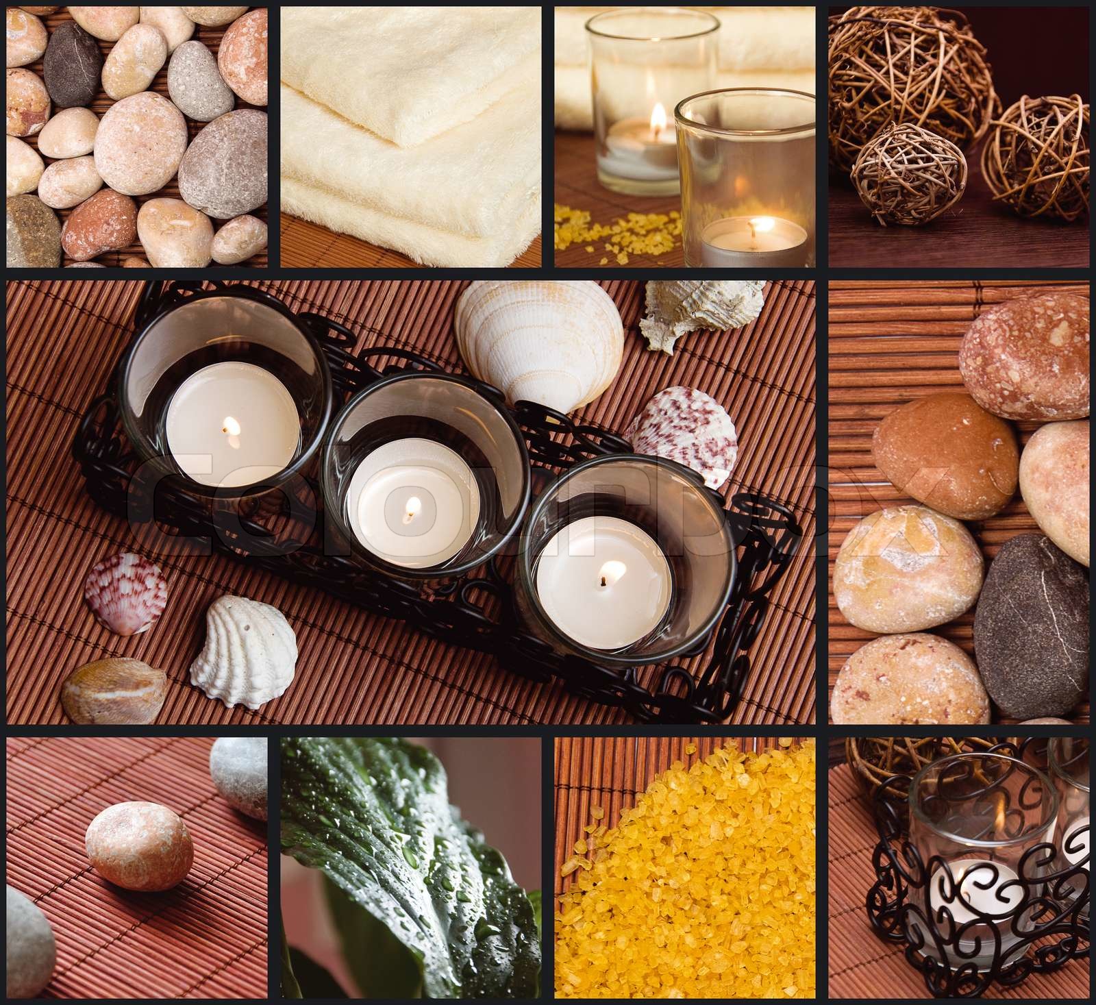 Spa Thema Foto Collage Aus Verschiedenen Bildern Zusammengesetzt 