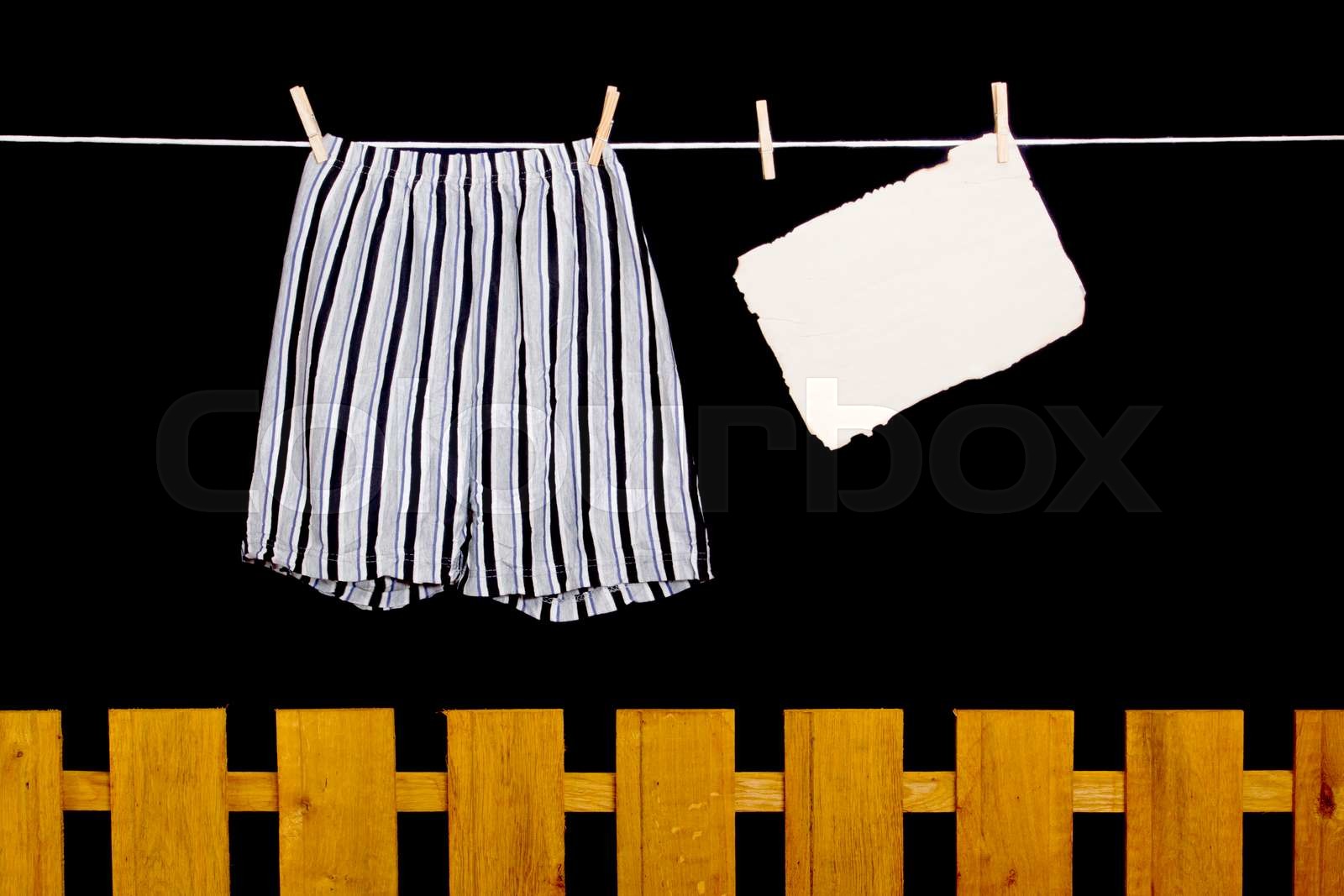 Men's underwear hanging on a clothesline Stock image Colourbox