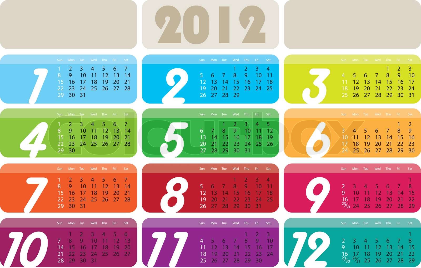 2012, future, kalender | Stock vektor | Colourbox