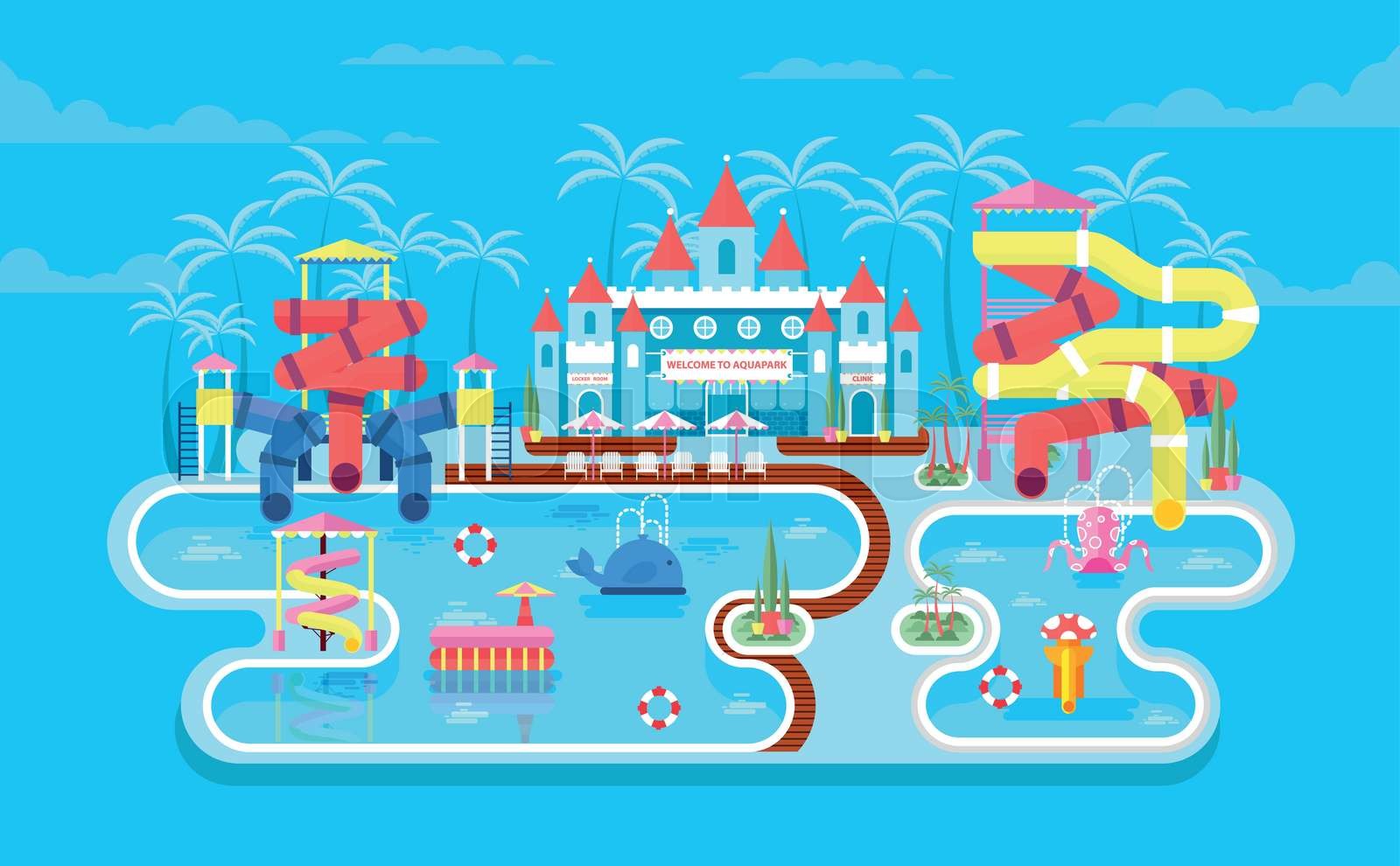 illustration of exterior water park | Stock vector | Colourbox