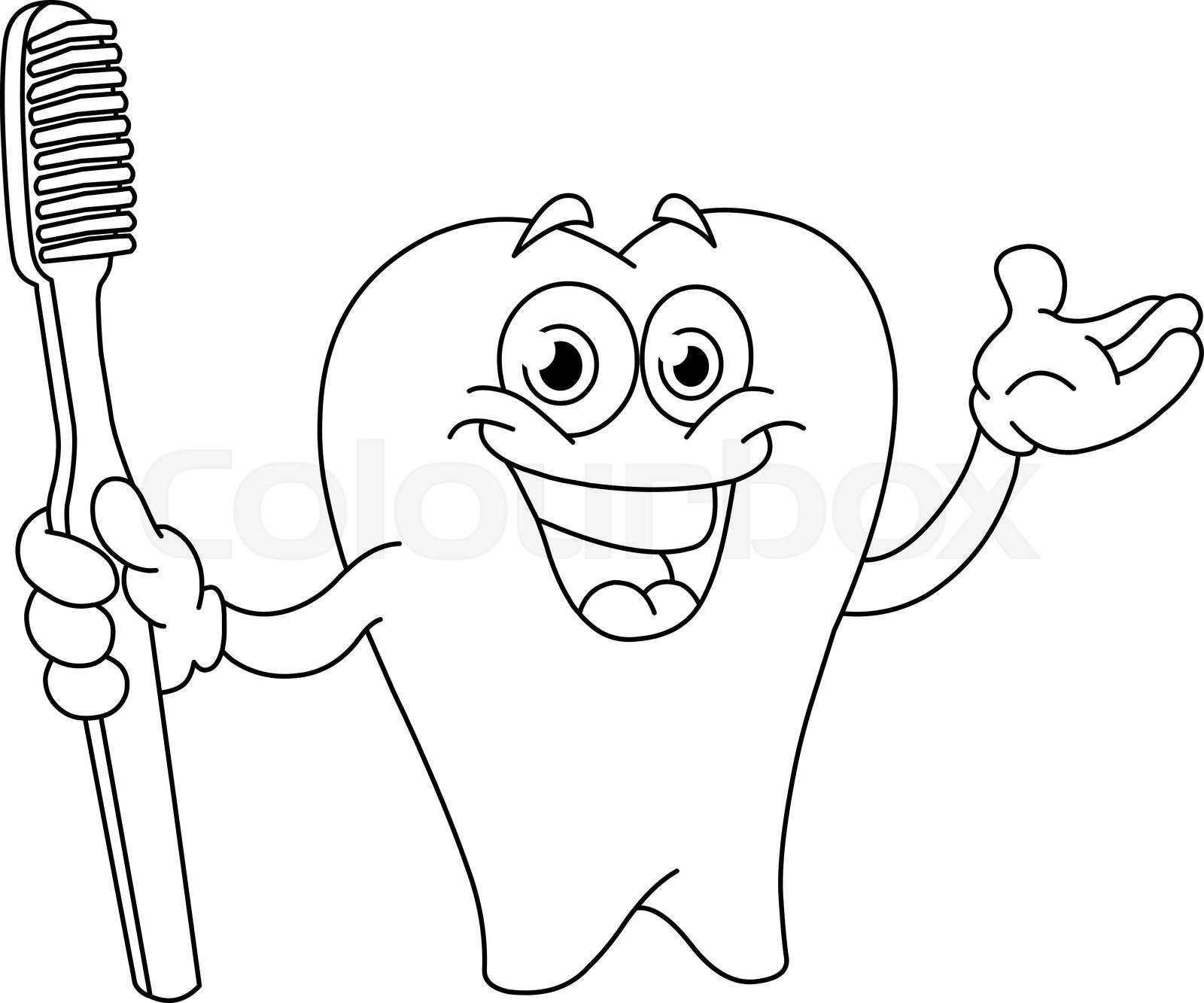 cartoon, zahnbürste, konturiert | Stock-Vektor | Colourbox
