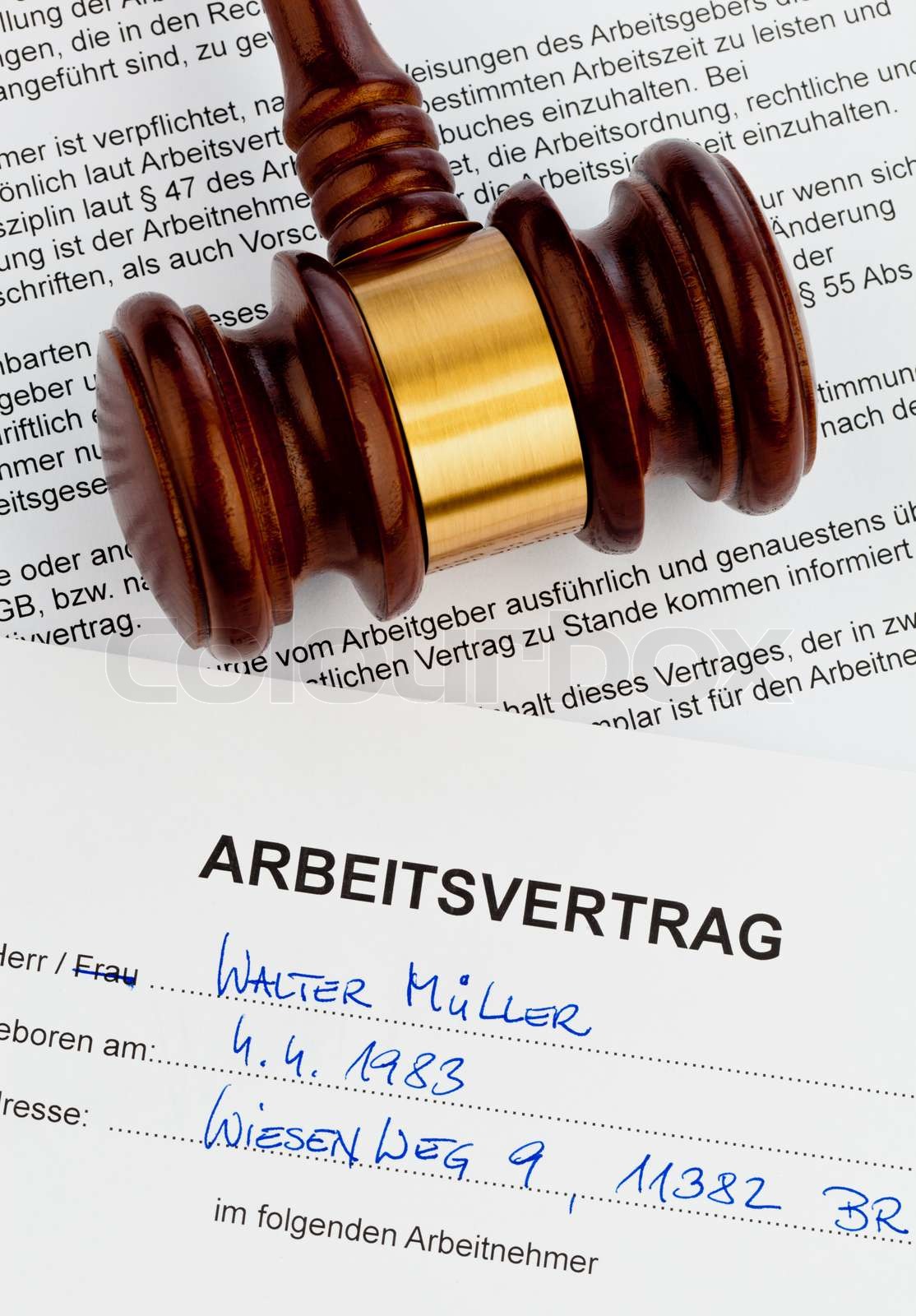 Das Arbeitsverhältnis eines Arbeitnehmers mit dem Arbeitgeber. Stock