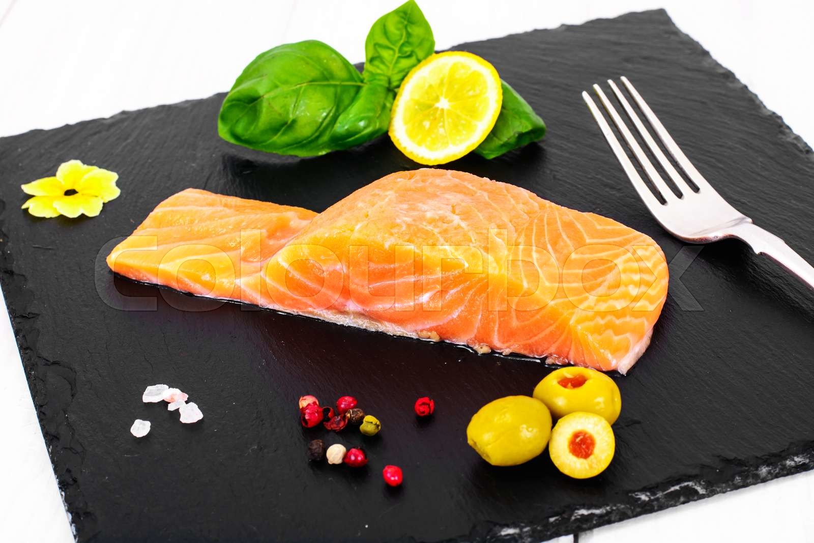 Fresh Salmon Stock image Colourbox