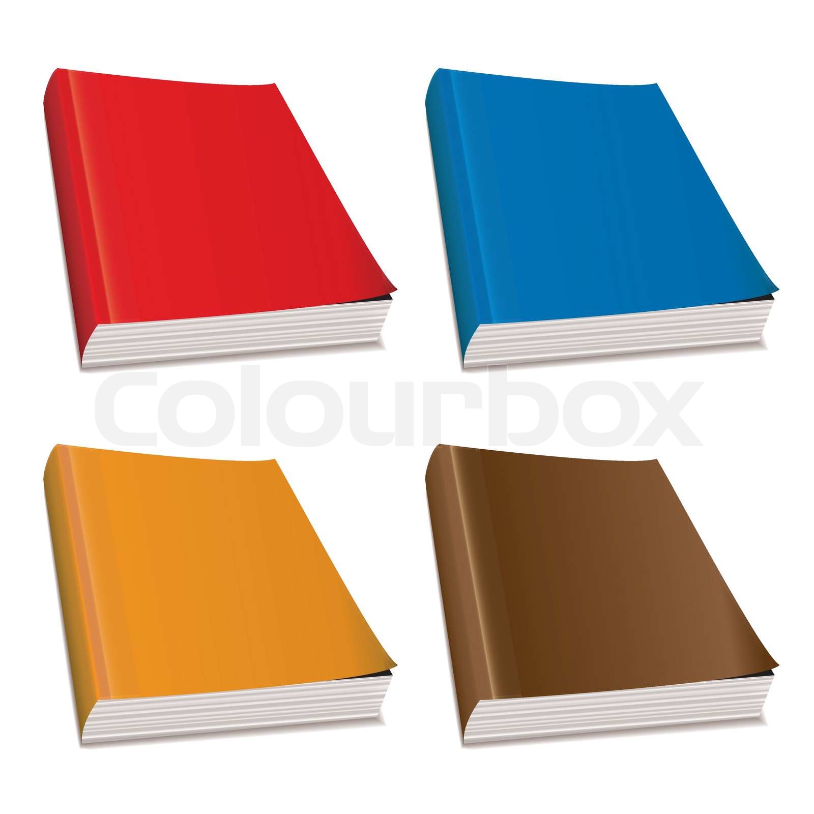 Collection of four hardback paper books with bright covers Stock