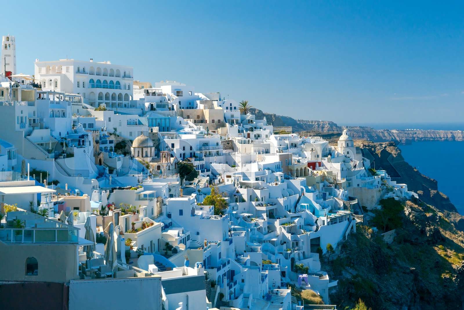 Fira. Aerial view of the city. Stock image Colourbox