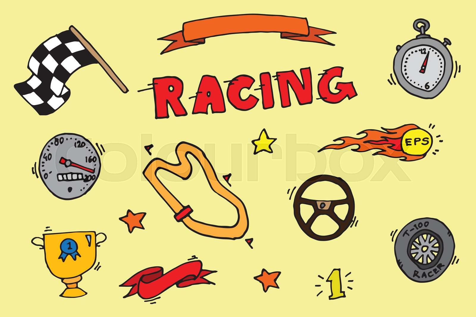 Racing icons set | Stock vector | Colourbox