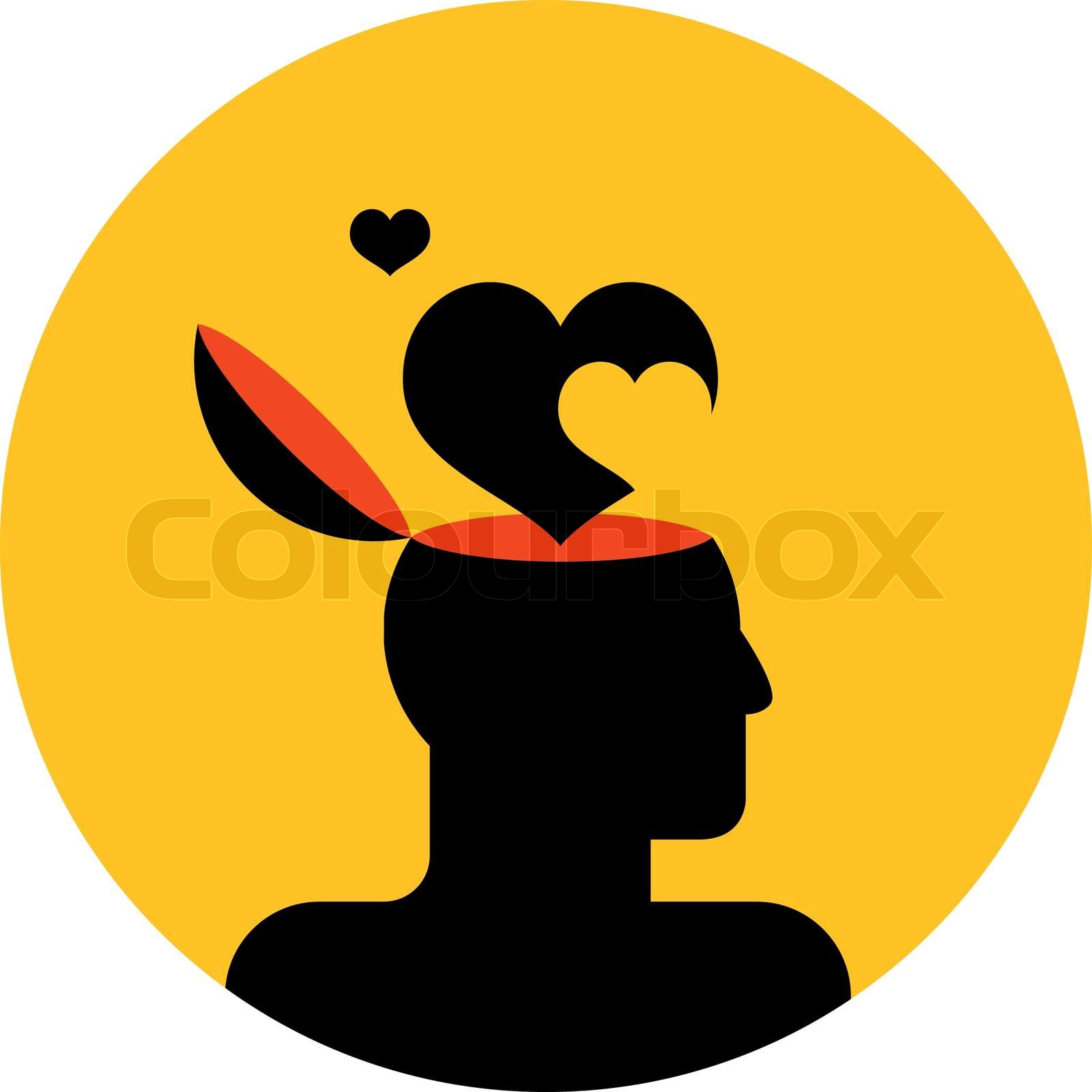 vector icon of human head with hearts | Stock vector | Colourbox