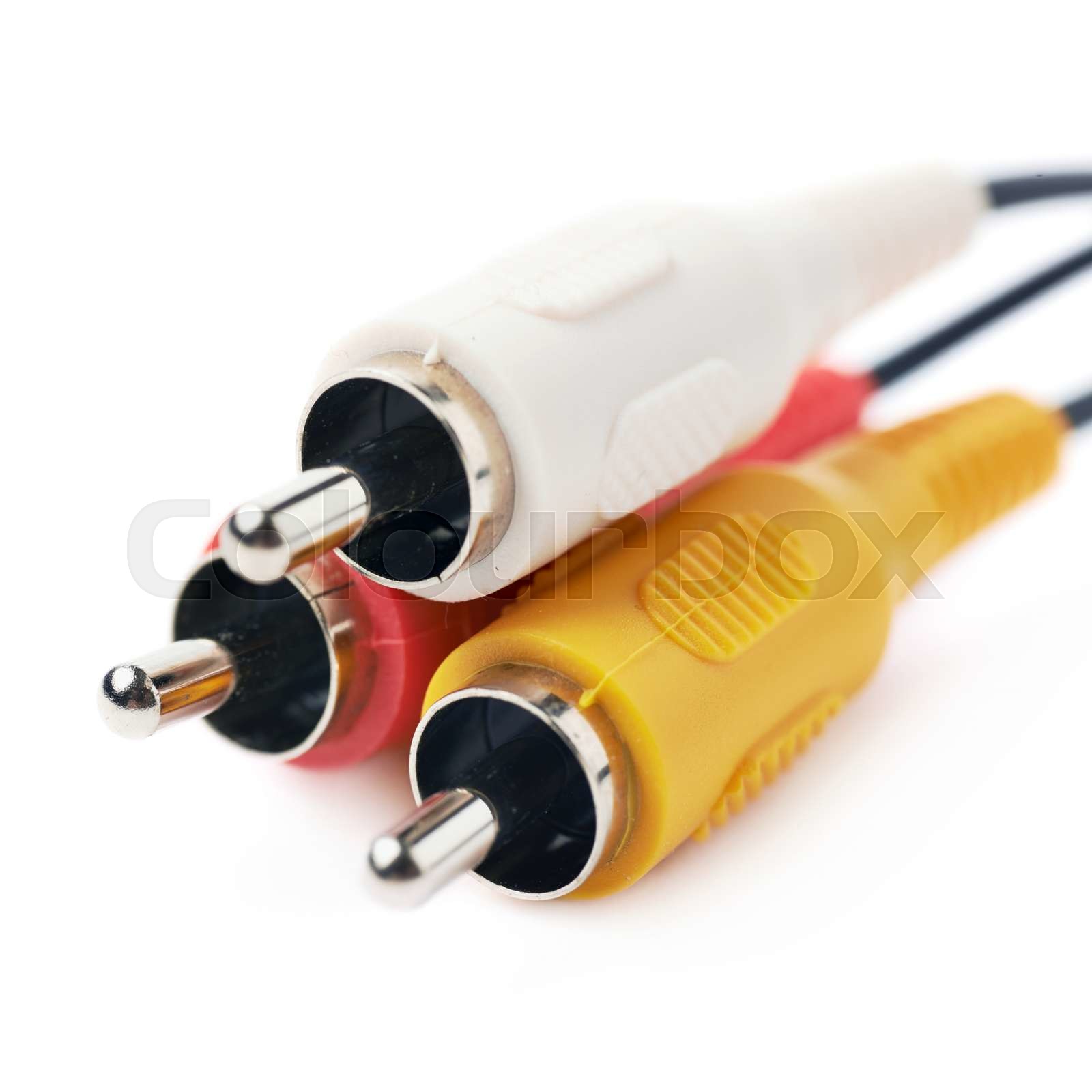 RCA plugs cable isolated | Stock image | Colourbox