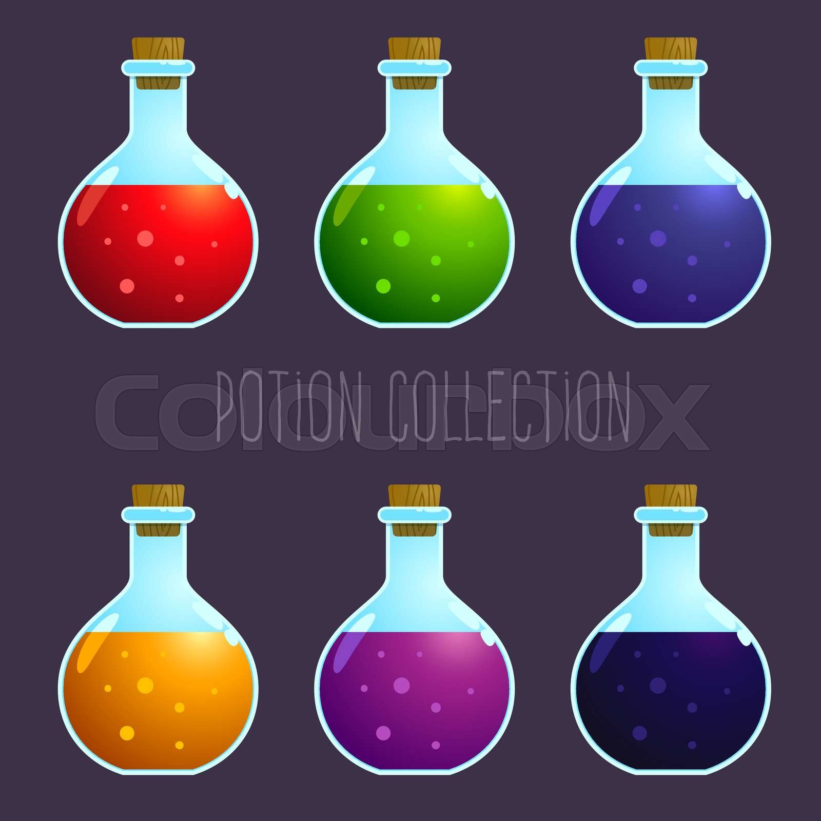 Colorful Vector Potions Bottle Collection | Stock vector | Colourbox