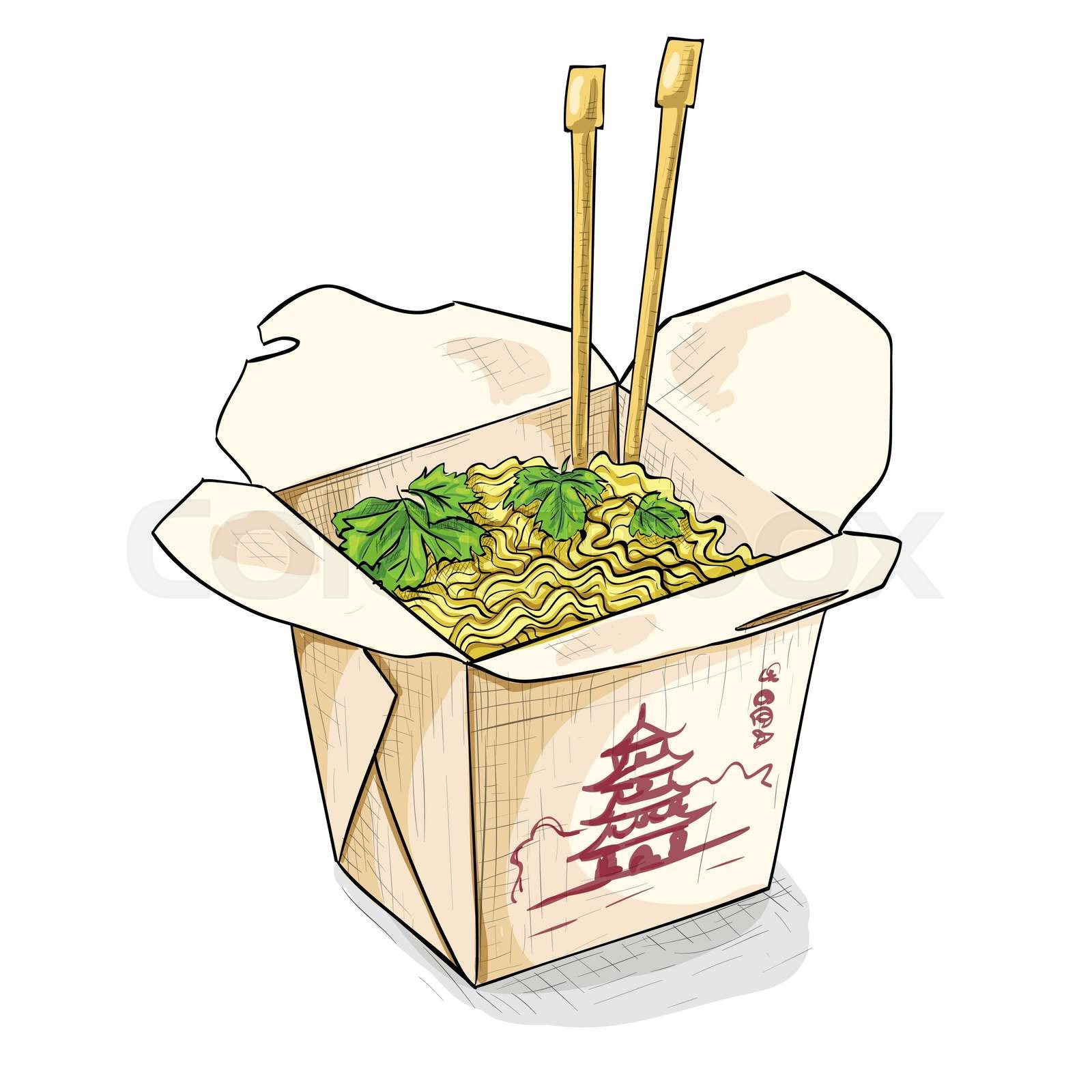 chinese noodles box color picture | Stock vector | Colourbox