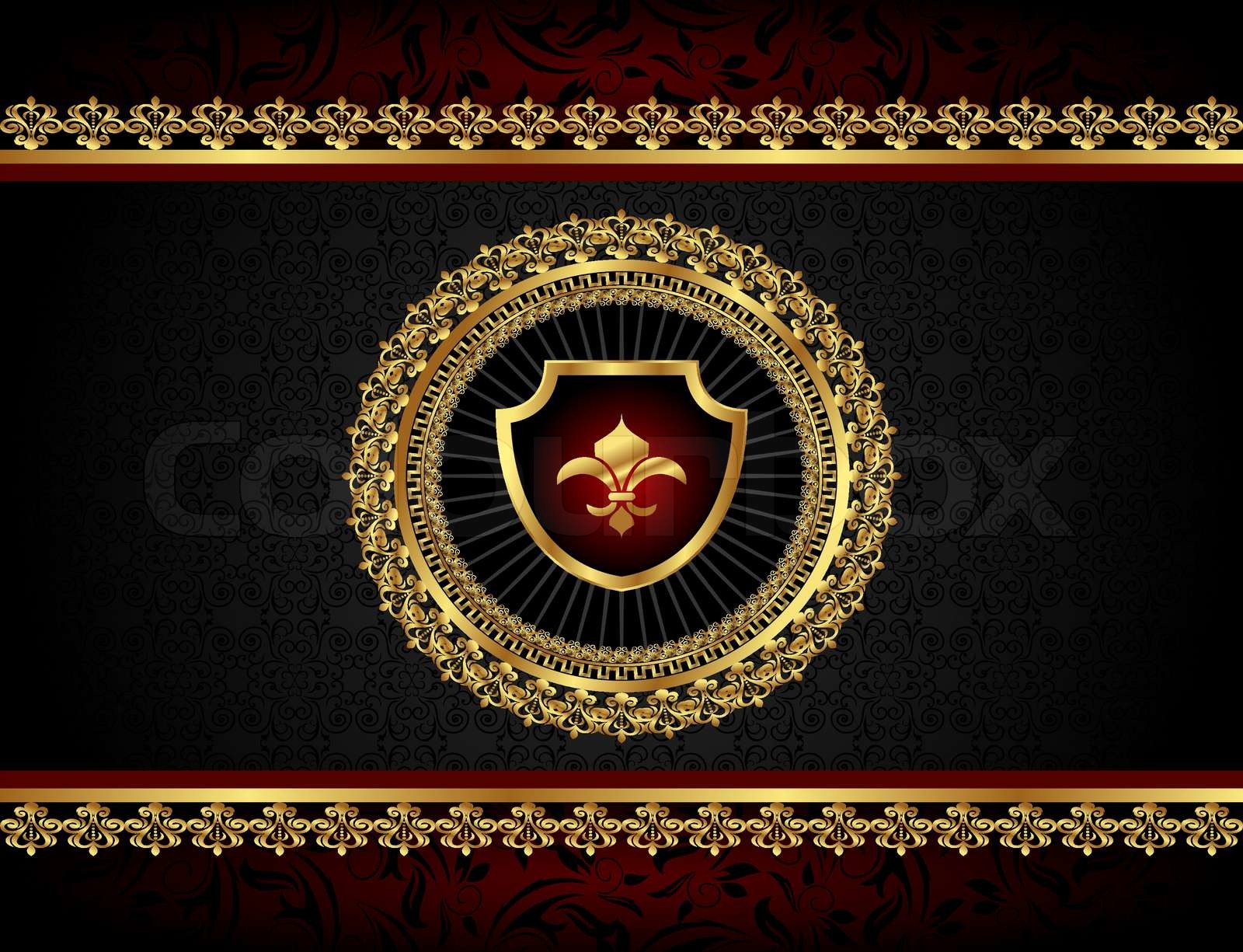 Illustration golden vintage frame with shield - vector | Stock vector ...