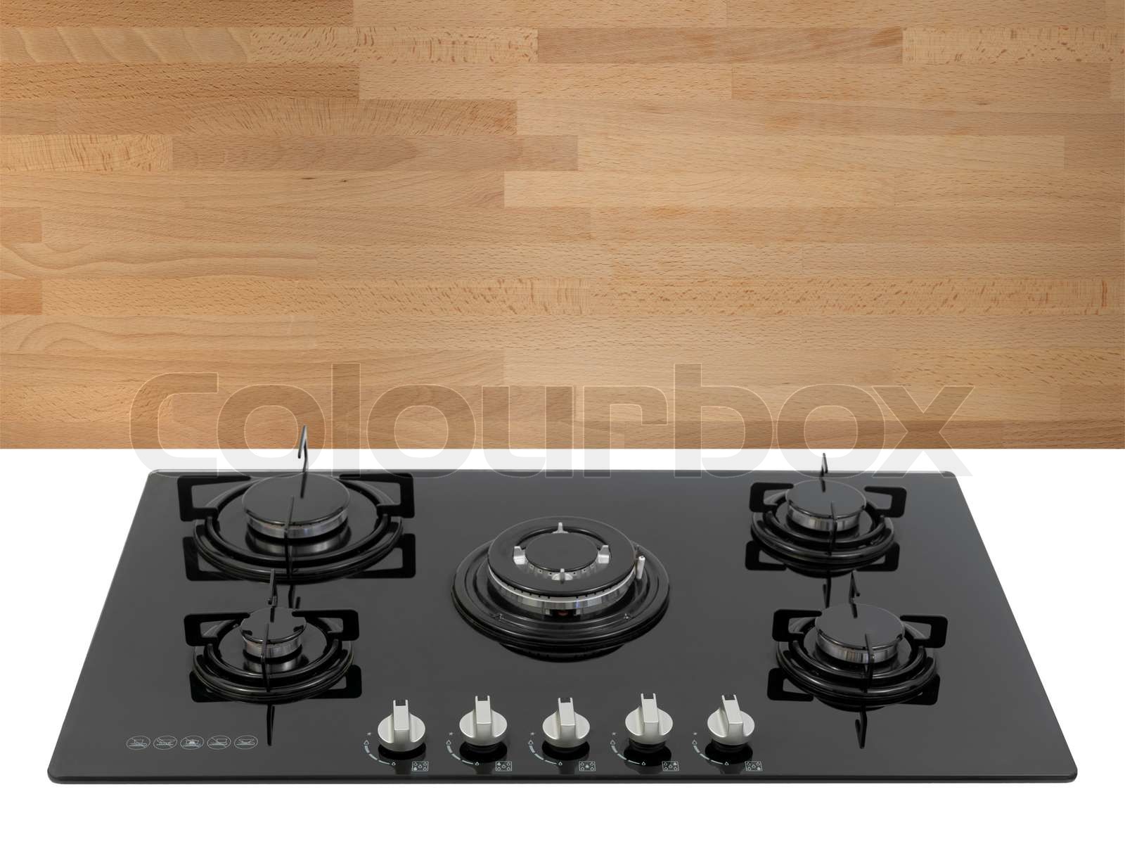 A kitchen cooktop on a kitchen bench Stock image Colourbox