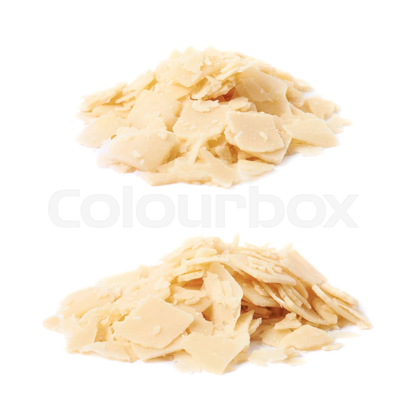 Pile of parmesan cheese flakes Stock image Colourbox