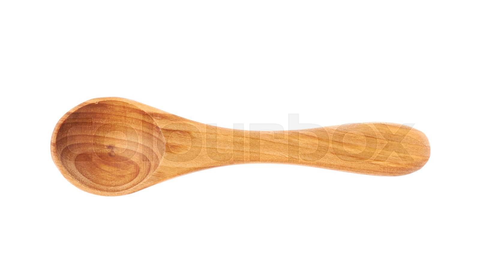 Wooden serving spoon isolated Stock image Colourbox
