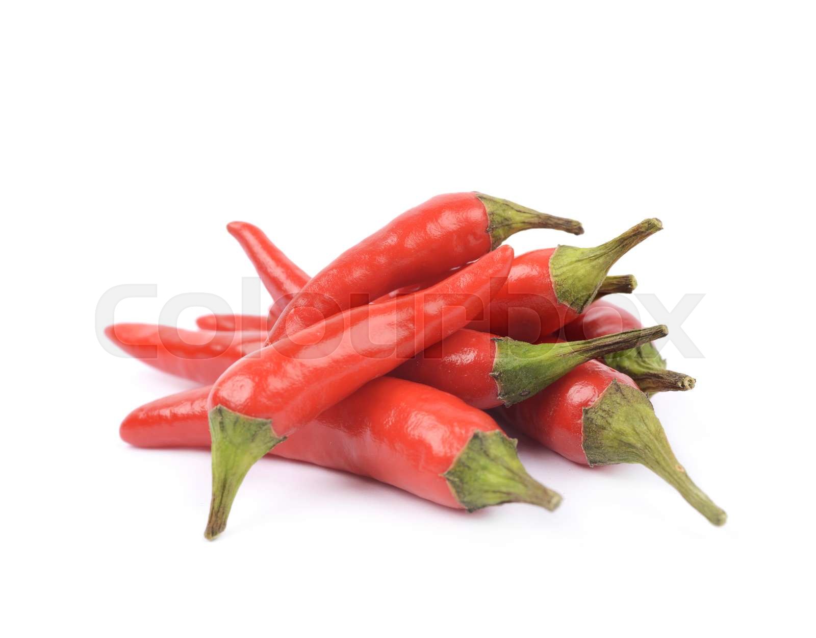 Red italian peppers isolated Stock image Colourbox