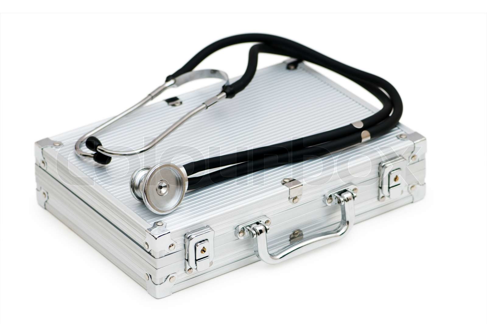 Stethoscope and case isolated on the white Stock image Colourbox