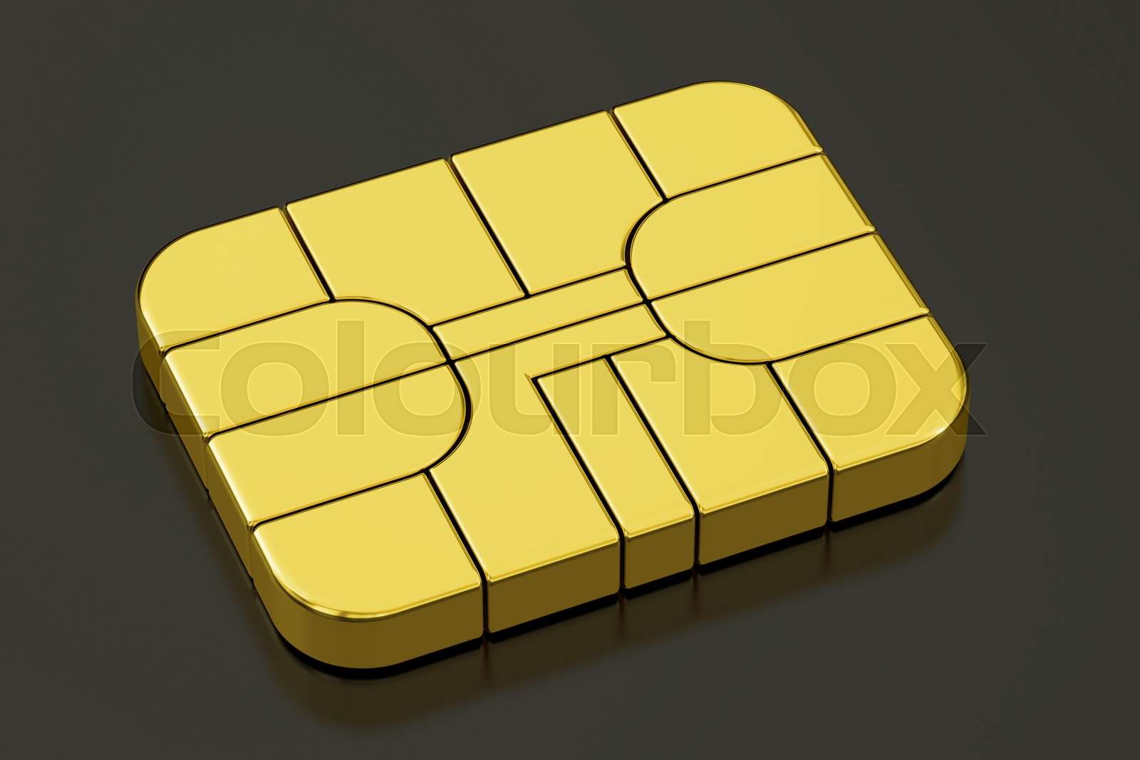 Credit Banking Card Chip or SIM card chip, 3D rendering | Stock image
