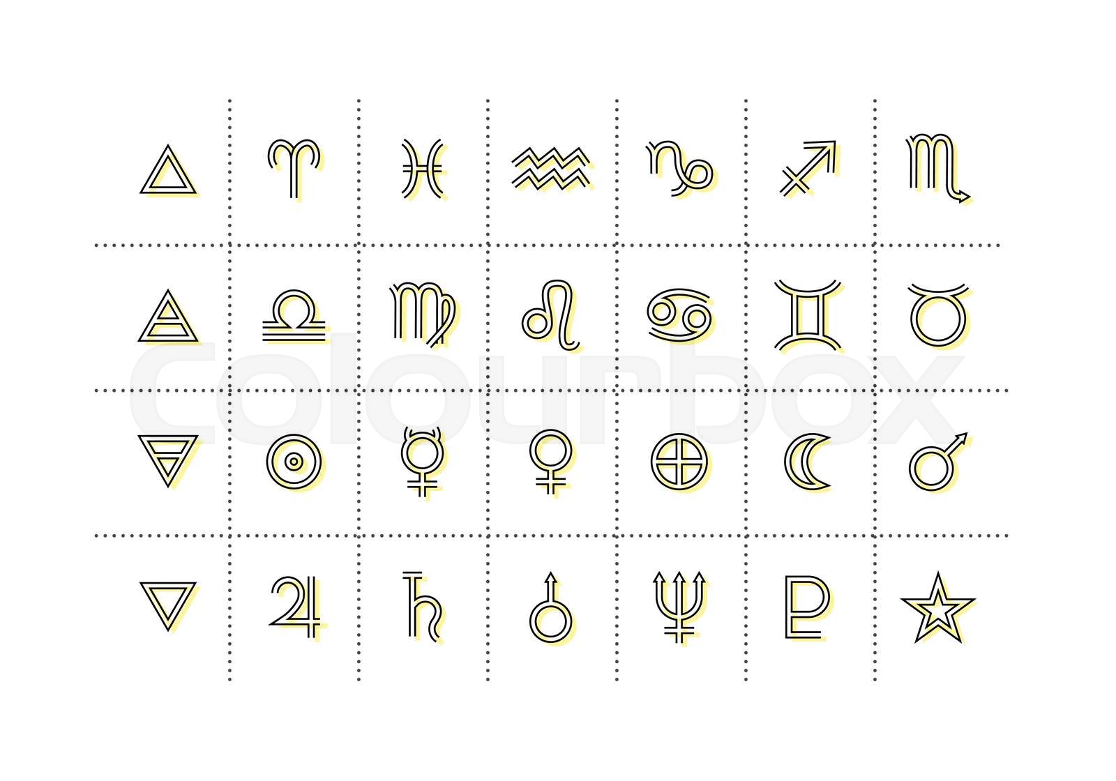 Astrology symbols and mystic signs. Set of astrological graphic design