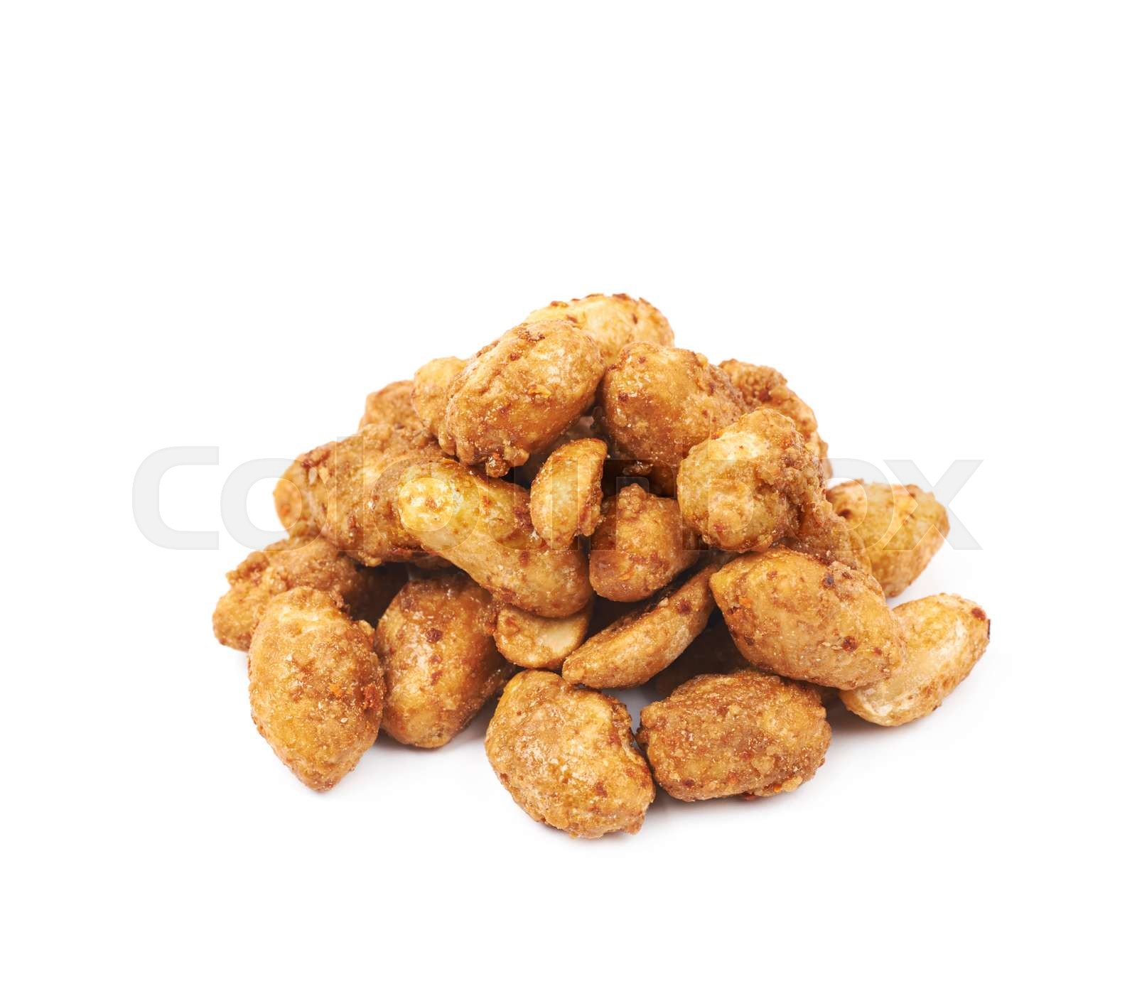 Pile of sugar coated peanuts isolated Stock image Colourbox