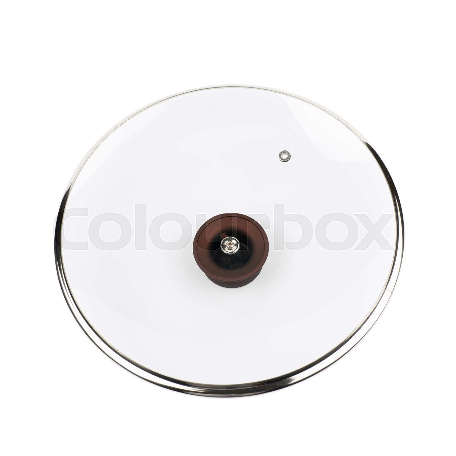 Frying pan glass lid isolated Stock image Colourbox