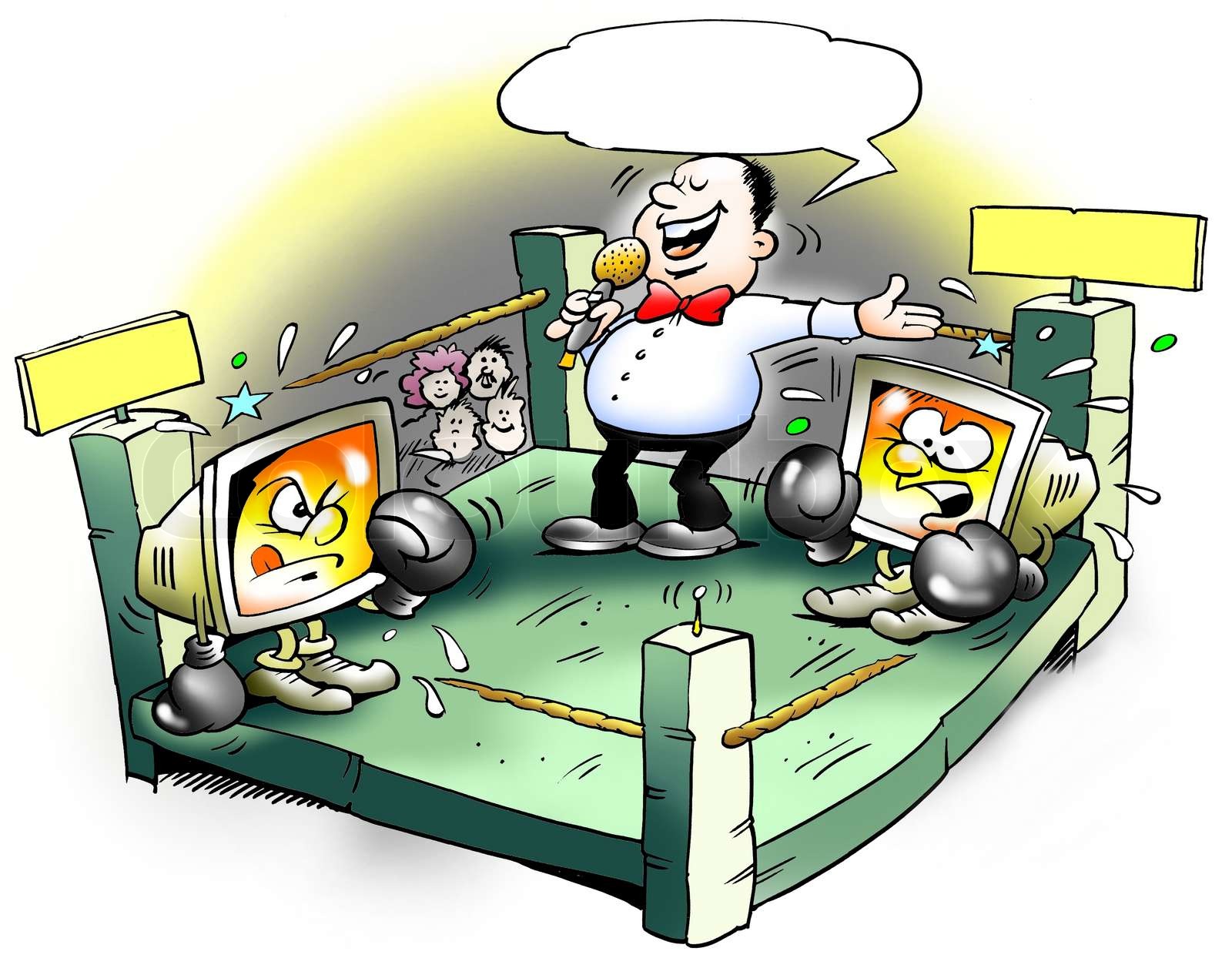 Computer fight in boxing a ring Stock image Colourbox