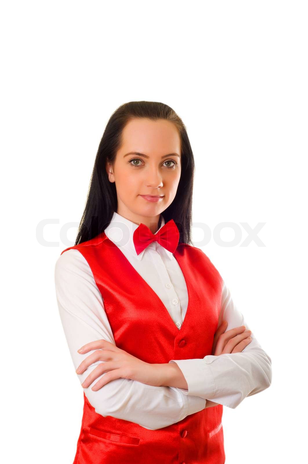 Casino dealer isolated on the white background | Stock image | Colourbox