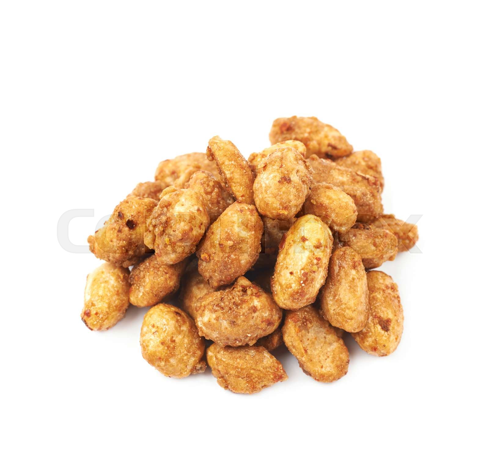 Pile of sugar coated peanuts isolated Stock image Colourbox