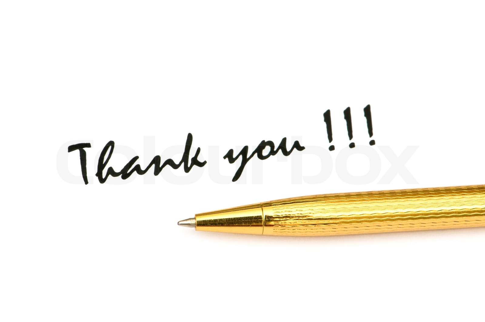 Thank you message and pen isolated on white | Stock image | Colourbox