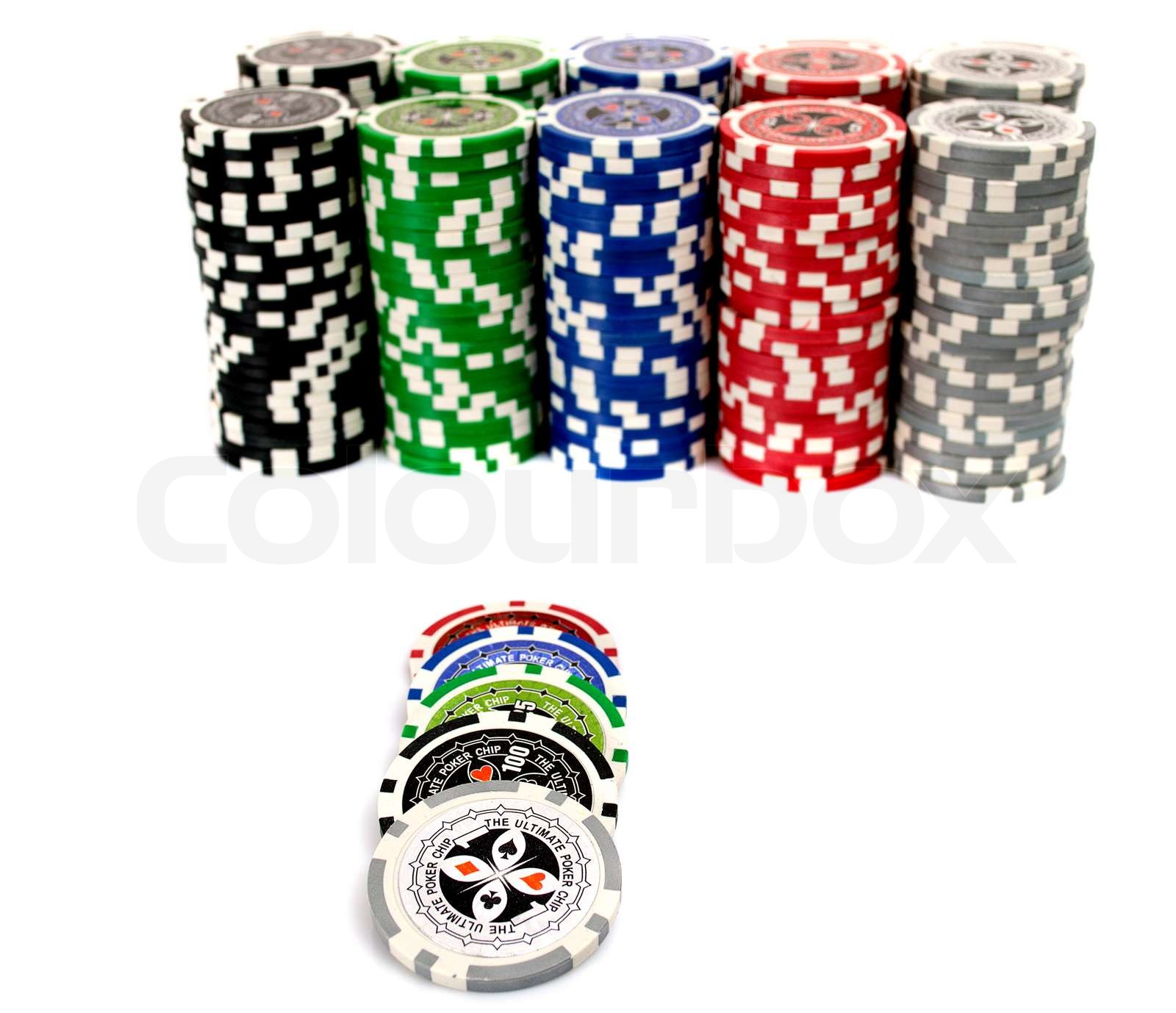ultimative Poker-Chips auf weißem Hintergrund | Stock Bild | Colourbox