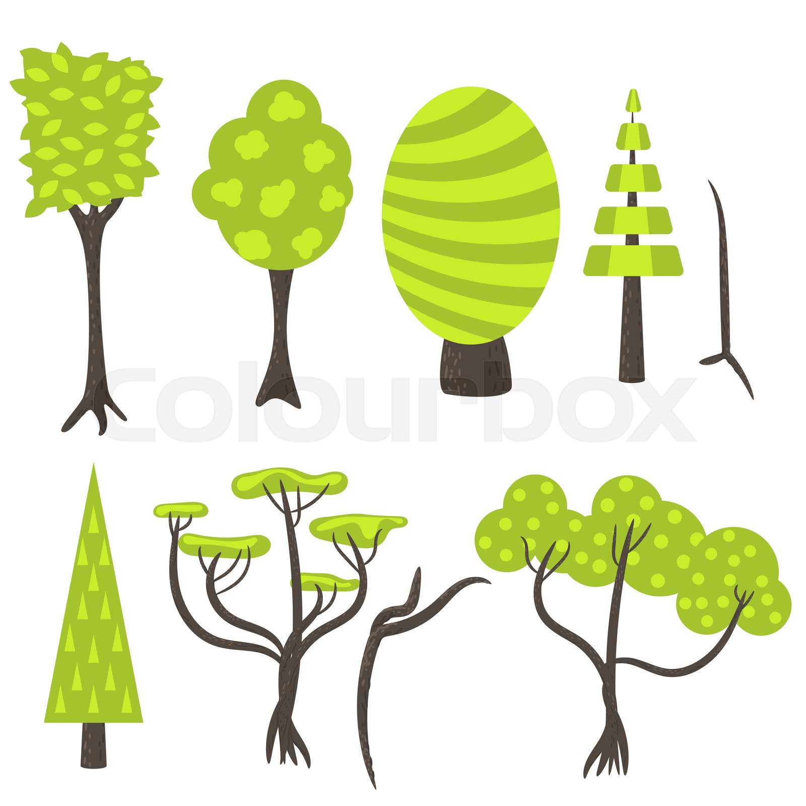 Vector tree clip art nature set. Stock vector Colourbox