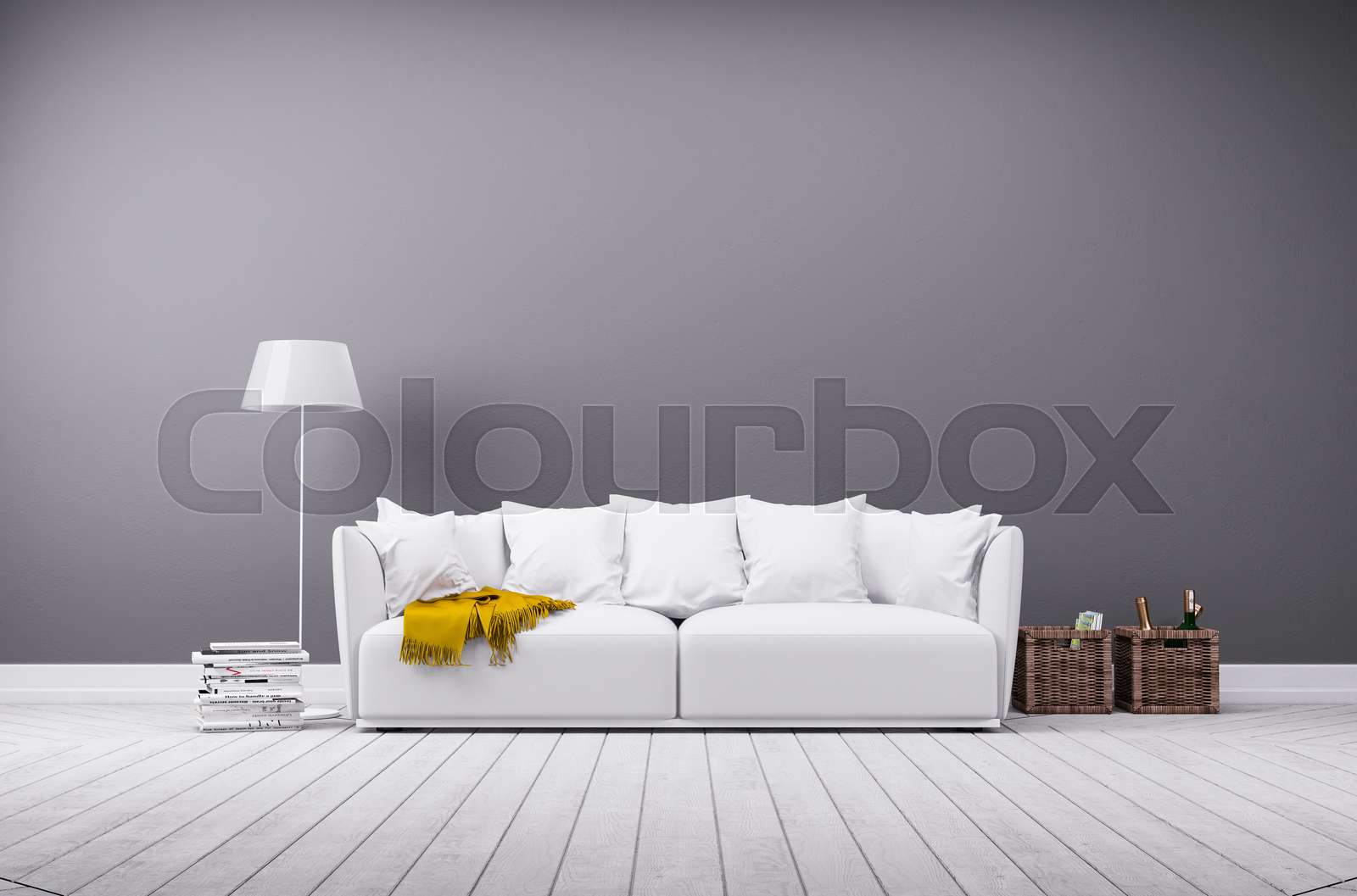 wand, couch, raum Stock Bild Colourbox
