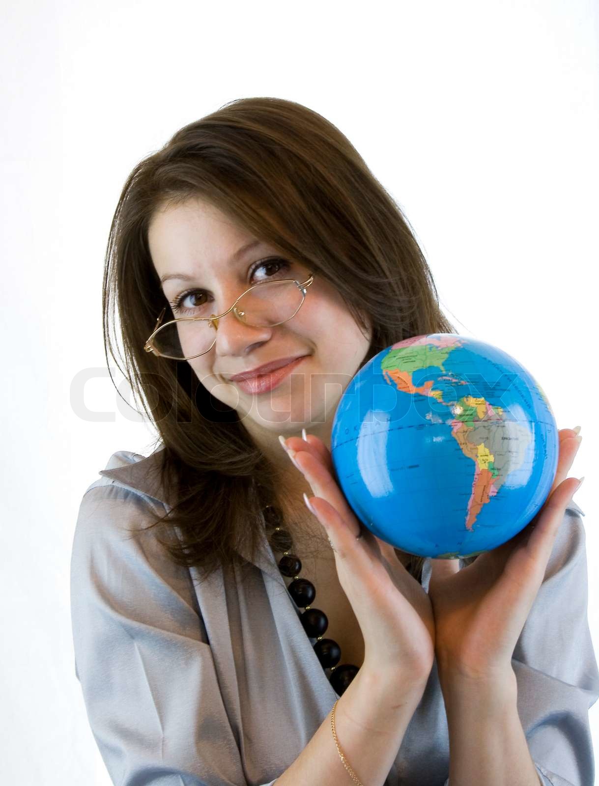 Beautiful girl globe | Stock image | Colourbox