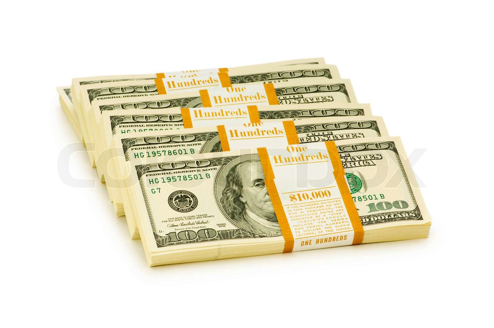 Stak af dollars isoleret på den hvide | Stock foto | Colourbox
