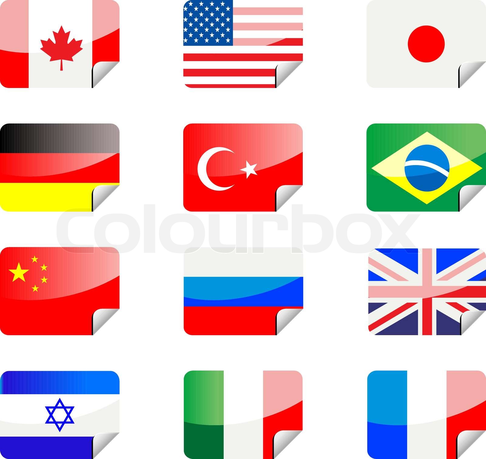 Glossy stickers with national flags isolated on white | Stock vector ...