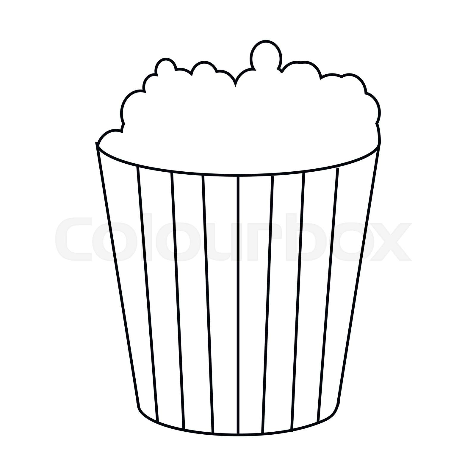 Popcorn in cardboard bucket icon, outline style Stock vector Colourbox