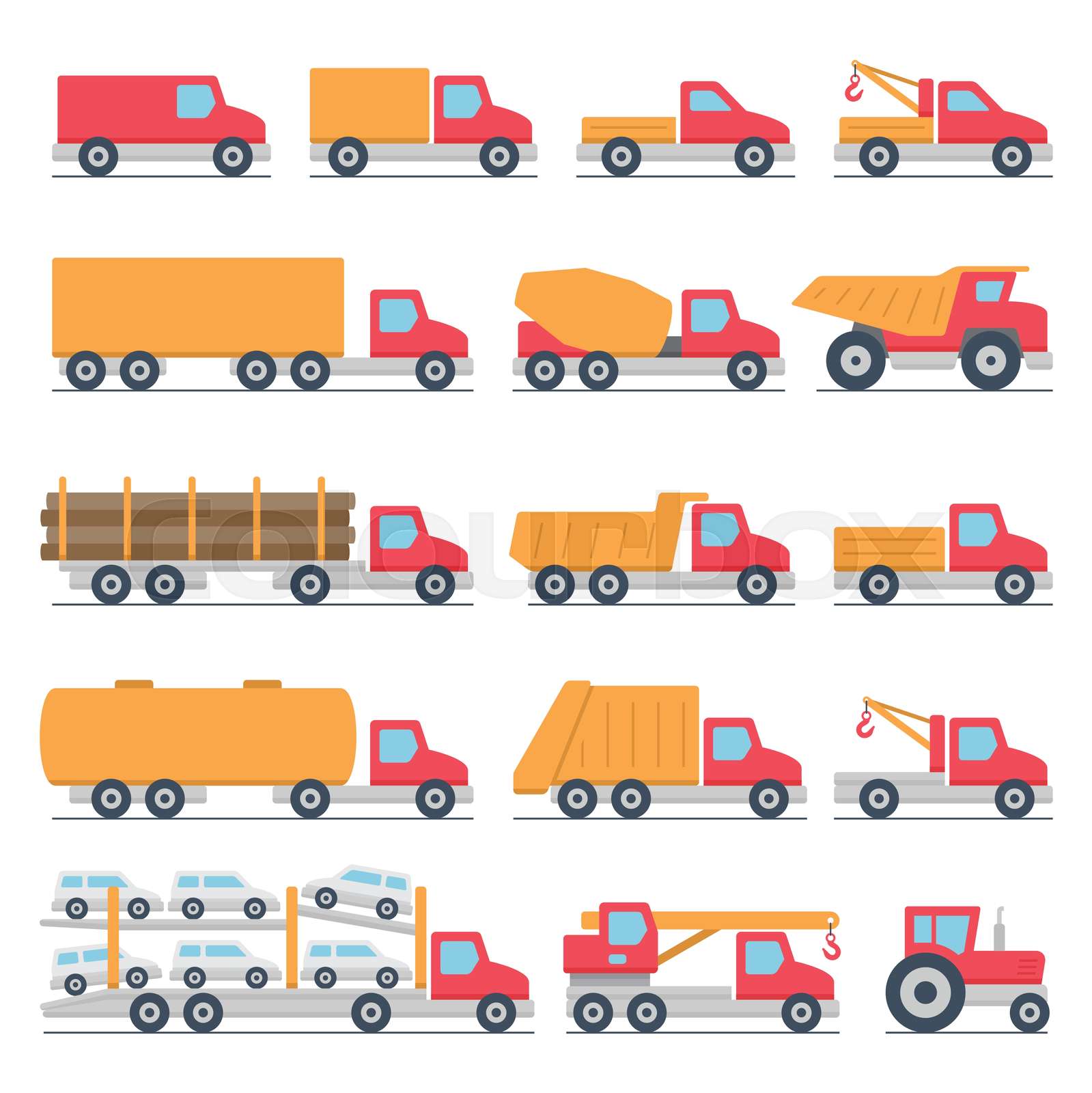 Trucks icons set | Stock vector | Colourbox