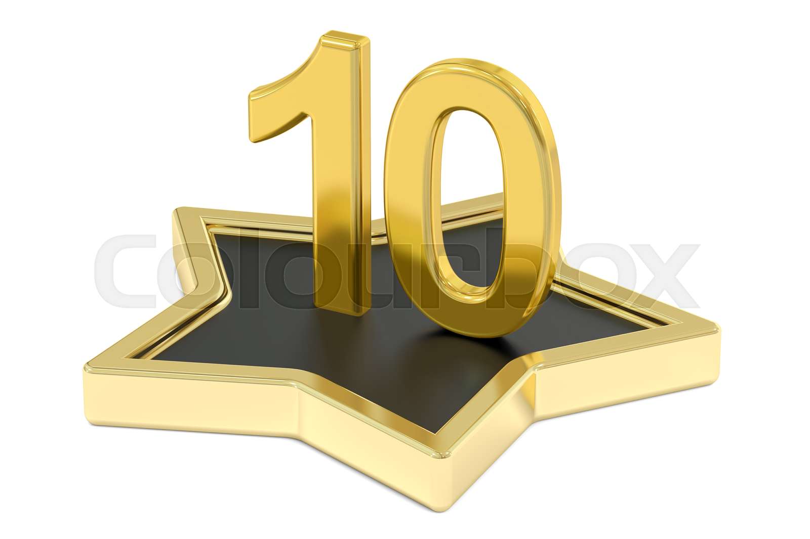 golden number 10 on star podium, 3D rendering | Stock image | Colourbox