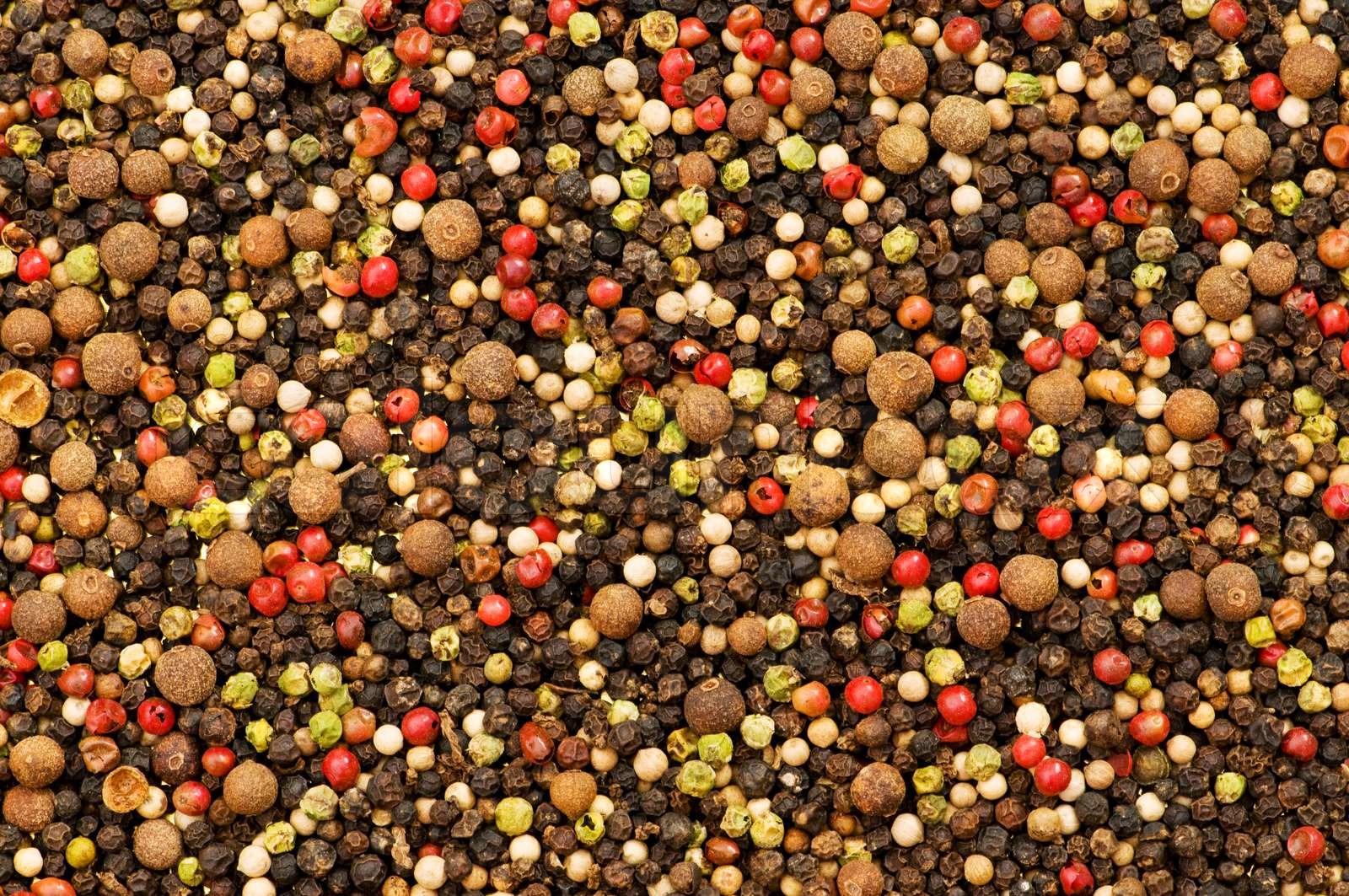 Close up Auswahl der verschiedenen Pfeffer Typen Stock Bild Colourbox