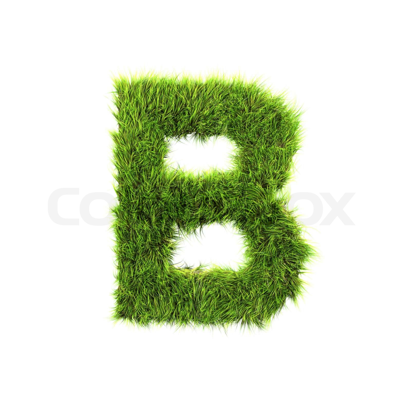 3d Gras Buchstaben auf weißem Hintergrund B Stock Bild Colourbox