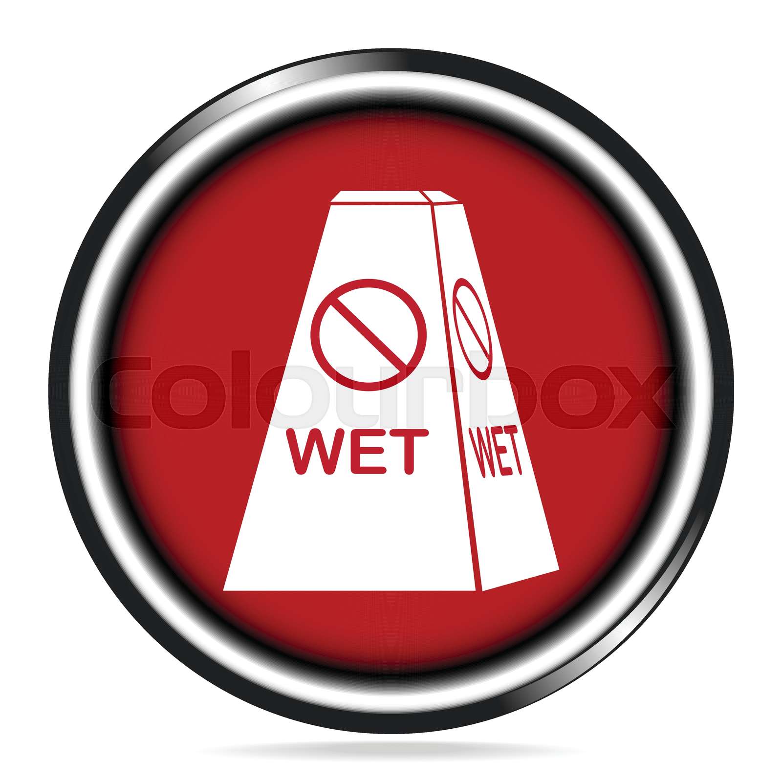 Wet floor warning icon on button Stock vector Colourbox