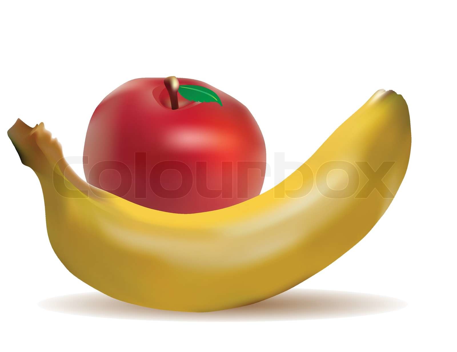 Vector Fruits Apple and Banana Isolated on white Stock vector Colourbox